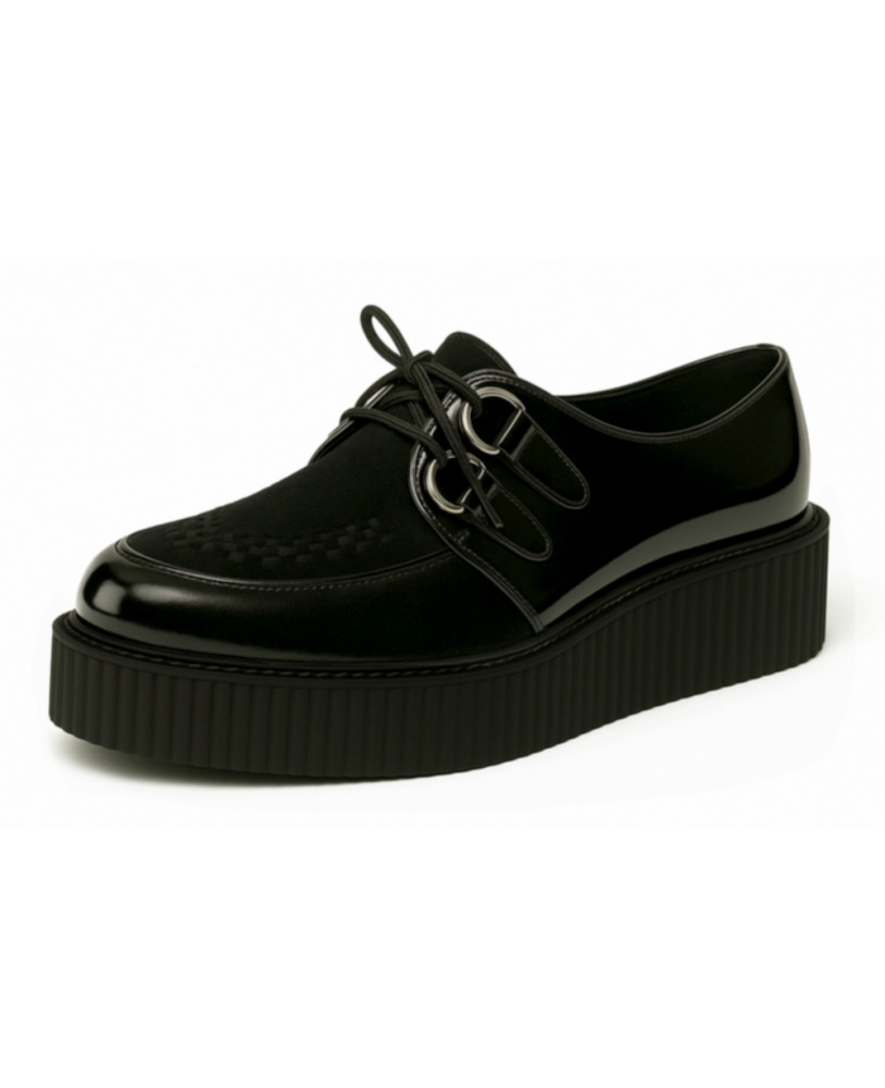 Creepers Nevermind Doppelssohle 5 cm Lackleder Wildleder schwarz