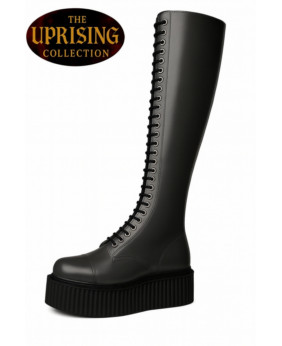 Uprising collection grey leather platform boots by Nevermind