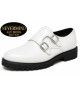 Zapatos de doble hebilla en cuero blanco, colección Alt Monk Edition de Nevermind