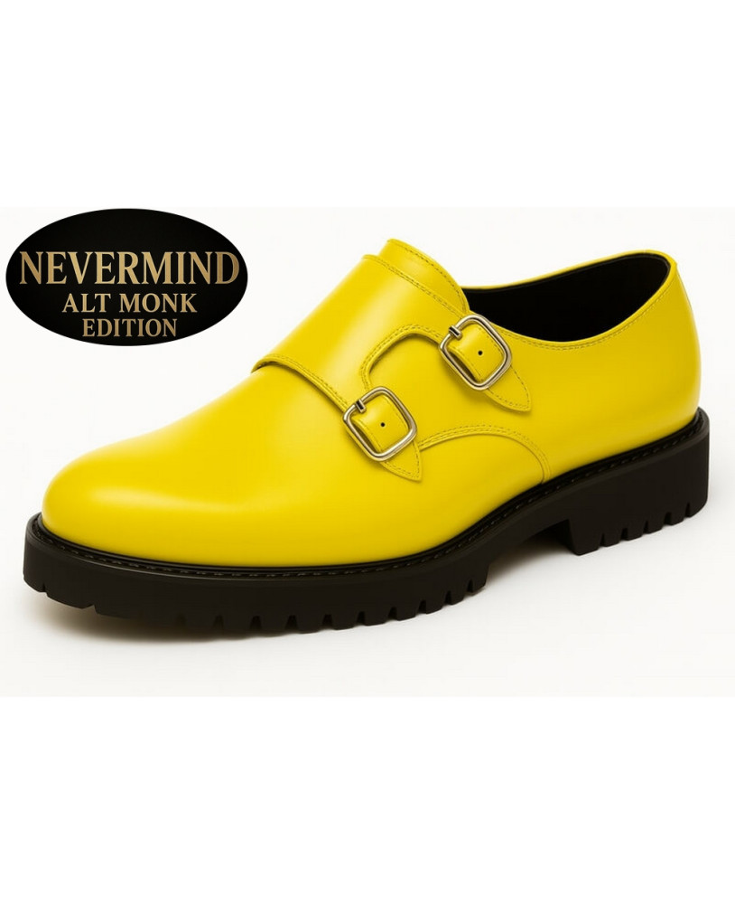 Yellow leather double-buckle shoes – Alt Monk Edition