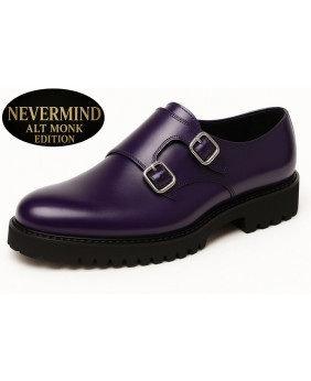 Purple leather double-buckle shoes – Alt Monk Edition