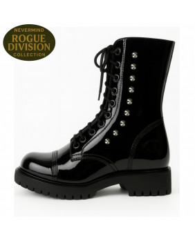 Nevermind black patent studded leather rangers