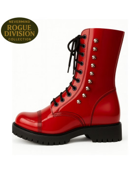 Rangers Nevermind en cuir verni rouge clouté Rogue Division