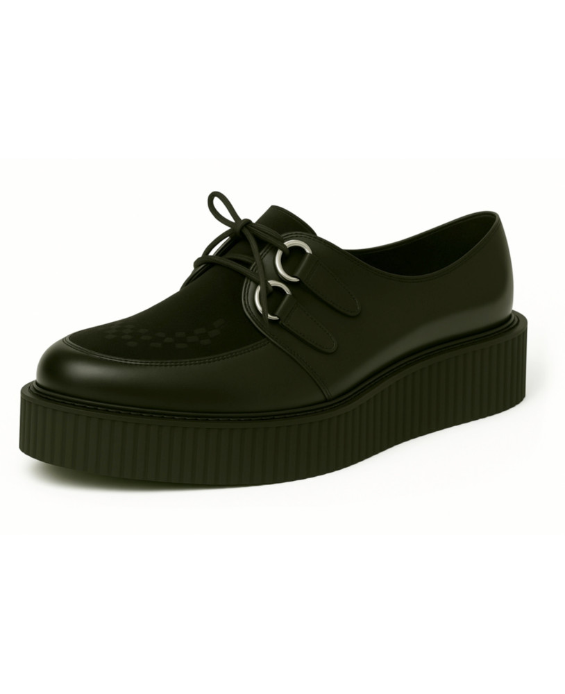 Nevermind black leather and suede double-sole creepers