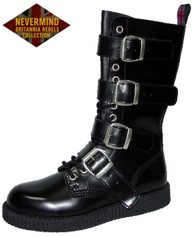 Stivale Britannia Rebels in pelle nera Nevermind con fibbie