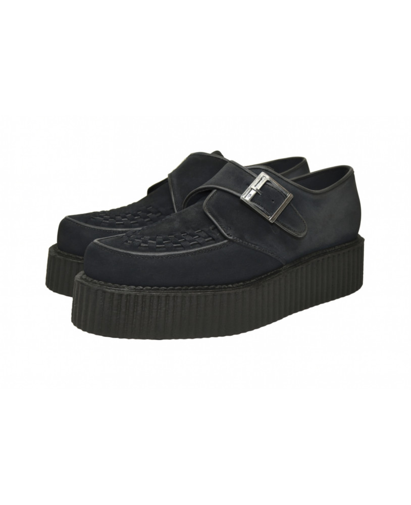 Nevermind double sole black suede creepers with buckle – elegant, sturdy, and underground.