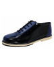 Chaussure de bowling rétro noir et bleu en cuir