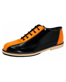 Scarpa bowling vintage in pelle nero arancione