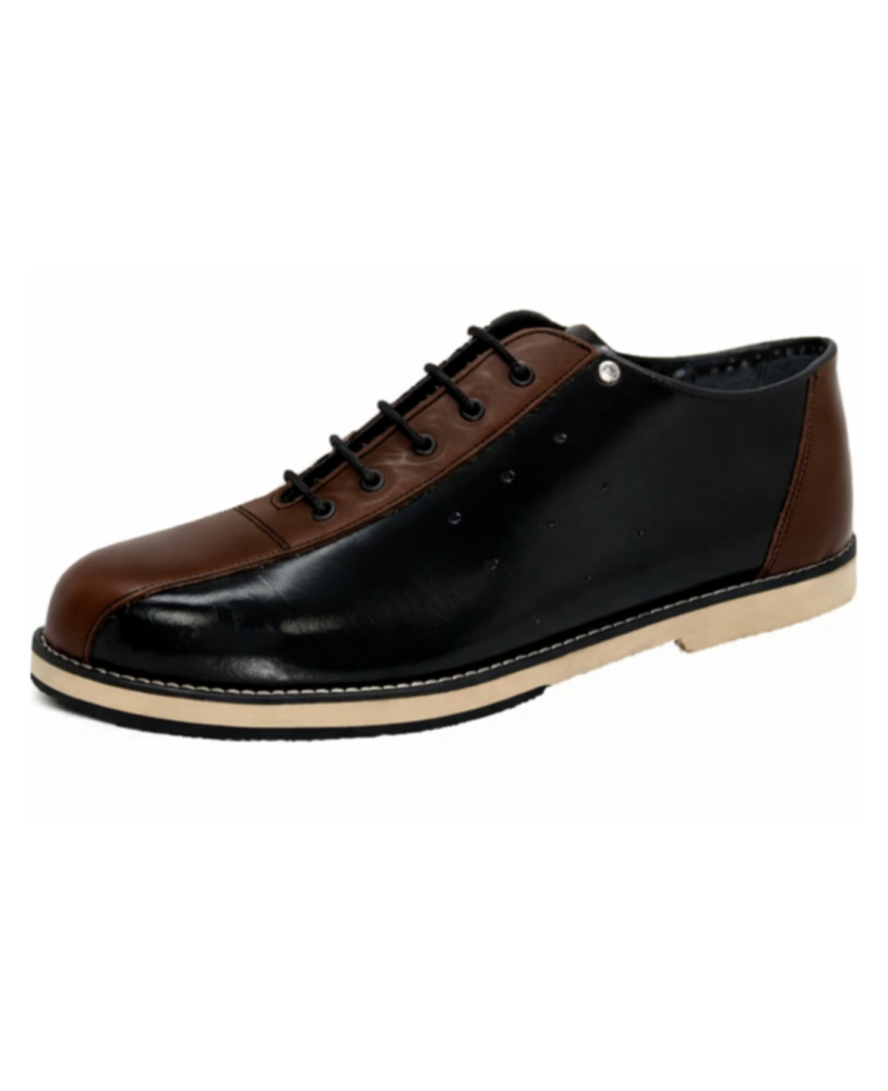 Scarpa bowling vintage in pelle nero marrone