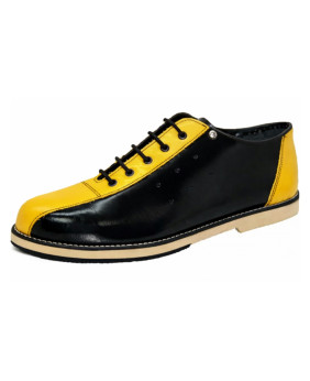 Scarpa bowling vintage in pelle nero giallo