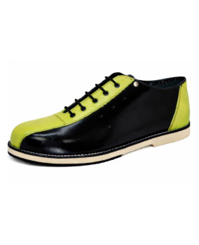 Vintage Bowling Lederschuh schwarz limettengrün