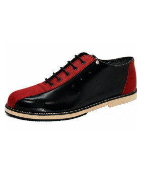 Zapato de bowling vintage cuero negro nubuck rojo