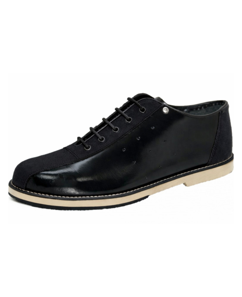 Zapato de bowling vintage cuero negro nubuck negro