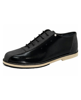 Scarpa bowling vintage pelle nera nubuck grigio