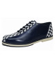 Scarpa bowling vintage pelle blu a scacchi