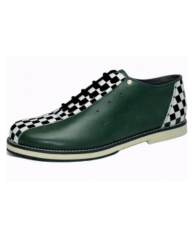 Scarpa bowling vintage pelle verde a scacchi