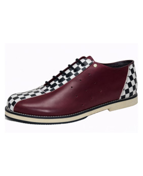 Burgundy leather checkerboard vintage bowling shoes