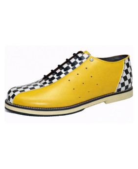 Vintage Bowling Lederschuh gelb Schachbrett