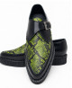 Creepers puntiagudos cuero negro python verde