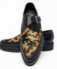 Creepers pointues cuir noir et fourrure camouflage