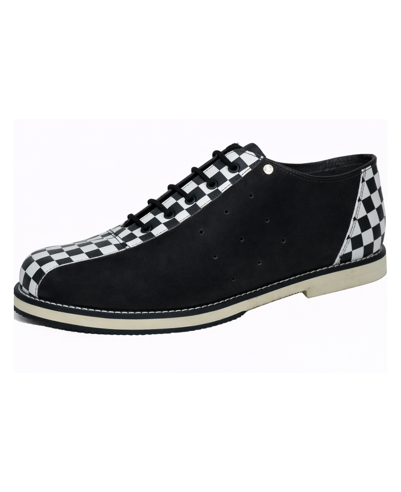 Zapatos bowling cuero damero nobuk negro
