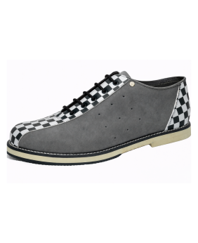 Scarpe bowling in pelle a scacchi e nubuck grigio