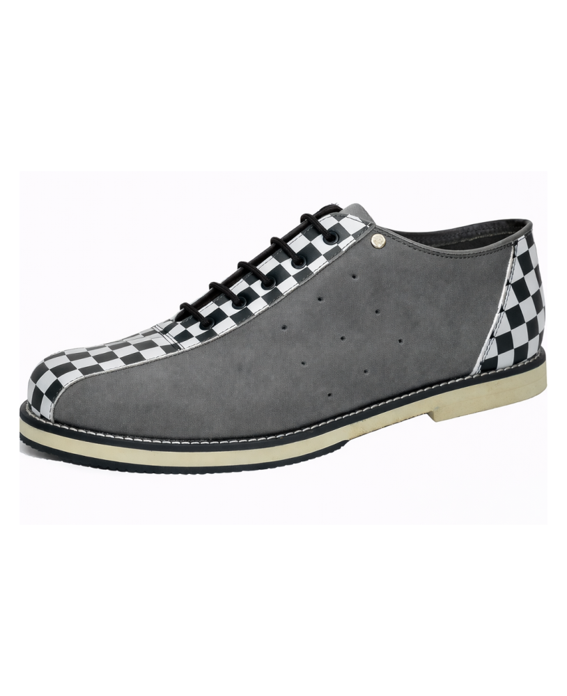 Zapatos bowling cuero damero y nubuck gris