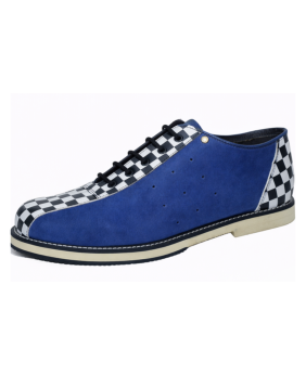 Scarpe bowling in pelle a scacchi e nubuck blu