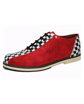 Scarpe bowling in pelle a scacchi e nubuck rosso