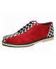 Bowling Schuhe aus Schachbrett-Leder und rotem Nubuk