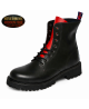 Black leather 8-eye ranger boots with red tongue — intense energy, raw style, lasting comfort.
