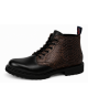 Rangers Nevermind pelle nera e effetto python marrone con 6 occhielli e suola in gomma naturale.