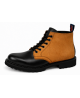 Nevermind black leather ranger boots with camel nubuck upper, 6 eyelets and natural rubber sole.