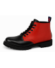 Nevermind black and red leather ranger boots with 6 eyelets and natural rubber sole.