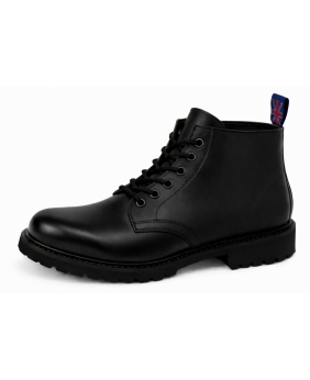 Black leather 6-eye Rangers boots Nevermind with durable natural rubber sole