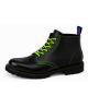 Rangers pelle nera Nevermind 6 fori con lacci verdi e suola in gomma naturale