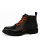 Rangers cuir noir Nevermind 6 trous lacets orange semelle caoutchouc naturel