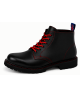 Rangers cuir noir Nevermind 6 trous lacets rouges semelle caoutchouc naturel