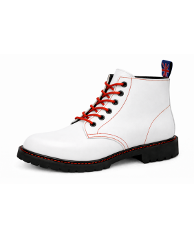 Rangers blanc Nevermind 6 trous contraste rouge look graphique fort semelle noire crantée