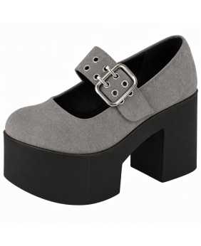 Mary Jane plateforme Nevermind en cuir et suédine grise avec bride large et boucle métallique