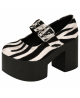 Nevermind Mary Jane platform shoes in zebra haircalf and leather with wide strap and metal buckle
