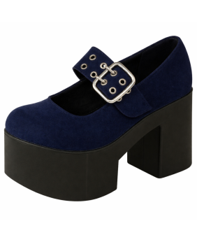 Mary Jane plateforme Nevermind en cuir et suédine bleu avec bride large et boucle métallique