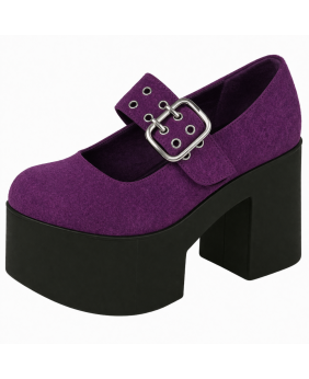 Mary Jane plateforme Nevermind en suédine et cuir violet avec bride large et boucle métallique