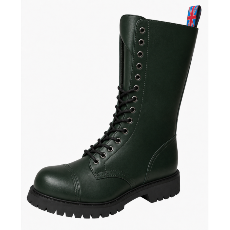 Nevermind 14 eye green leather ranger boots.