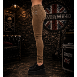 Pantalón Camel con Estampado de Piel de Serpiente