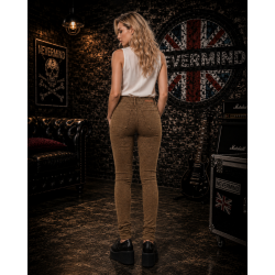 Pantalón Camel con Estampado de Piel de Serpiente