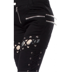 Black Slim Jeans with Lace-Up Details and Zippers