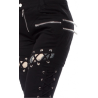 Black Slim Jeans with Lace-Up Details and Zippers