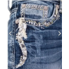 Women's Low-Rise Washed Jeans with Embroidery