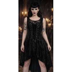 Vestido Corto Asimétrico de Terciopelo Negro